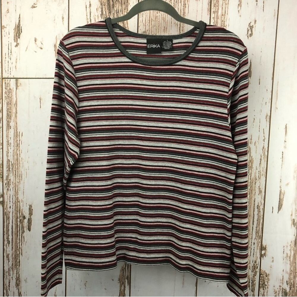 Erika, long sleeve shirt. Size Large.Stripes. In excellent condition!
